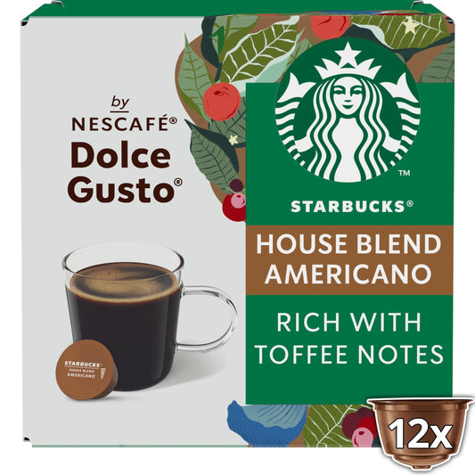 STARBUCKS Americano House Blend Medium Roast Coffee Pods by NESCAFÉ Dolce Gusto - 72 Coffee Americano Pods (6 packs)