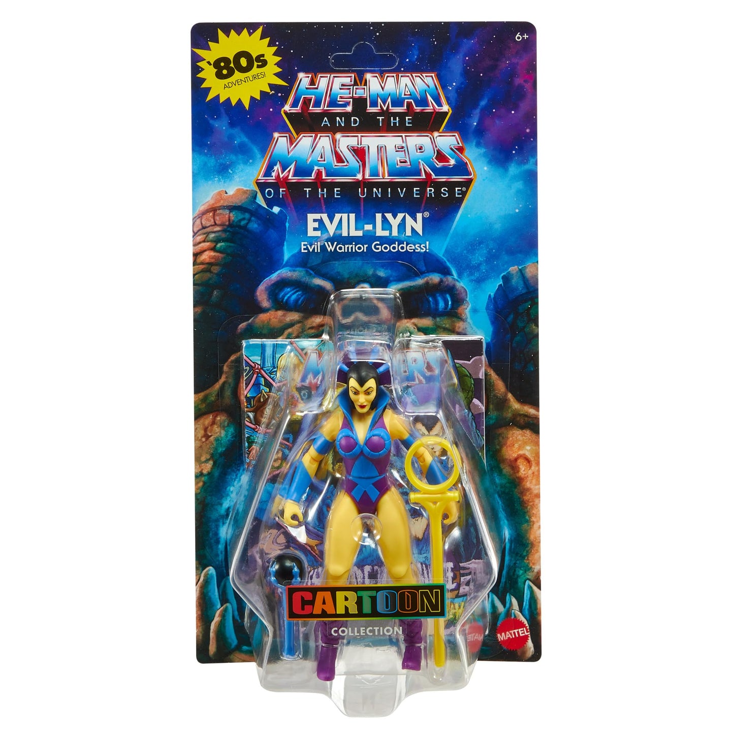 Masters of the Universe Origins Toy, Evil-Lyn Cartoon Collection Action Figure, 5.5-inch MOTU Villain, 16 Articulations, Wand & Staff & Comic, HYD35